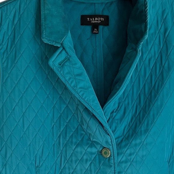 Talbots l Women’s Teal Quilted Button Down Vest Corduroy Collar Size XL - Picture 3 of 5